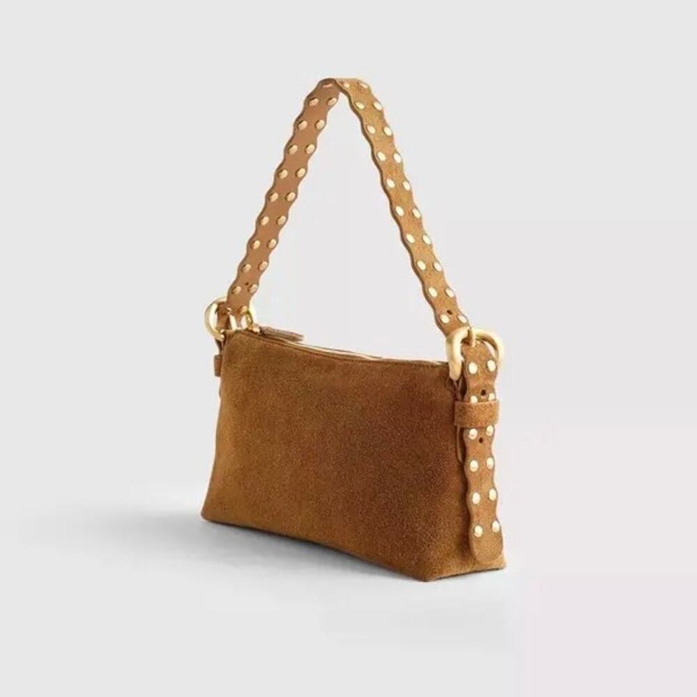Madewell Scalloped Strap Slouchy Bag Dried Acorn Brown Leather Shoulder Bag